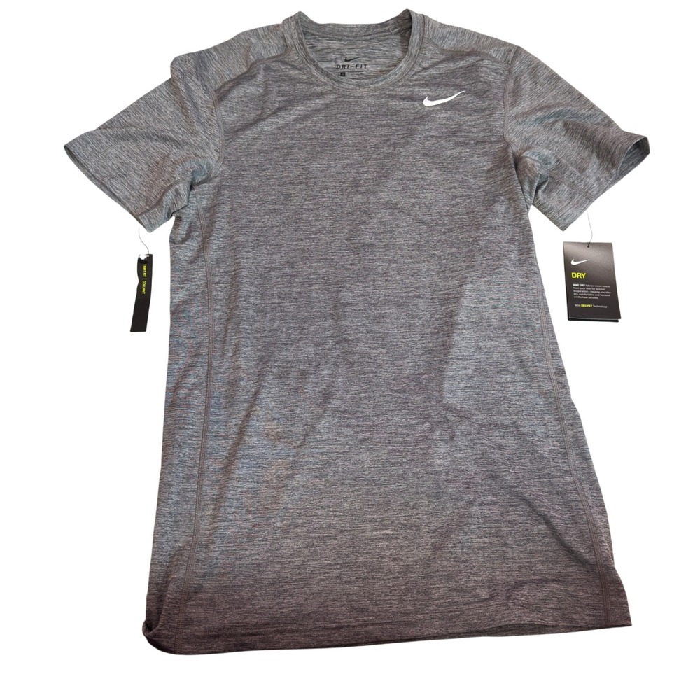 Nike Dri-FIT Training Shirt Grey Heather Polyester Spandex Tight Fit Small Men's